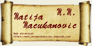 Matija Mačukanović vizit kartica